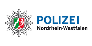 Das Logo der Polizei NRW. Links der Polizeistern, in der Mitte das Landeswappen. Rechts das Wort Polizei, darunter Nordrhein-Westfalen.