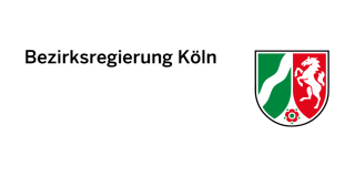 Logo der Bezirksregierung Köln. Links der Schriftzug, rechts das Landeswappen